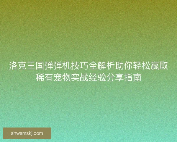 洛克王国弹弹机技巧全解析助你轻松赢取稀有宠物实战经验分享指南