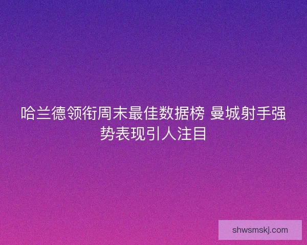 哈兰德领衔周末最佳数据榜 曼城射手强势表现引人注目