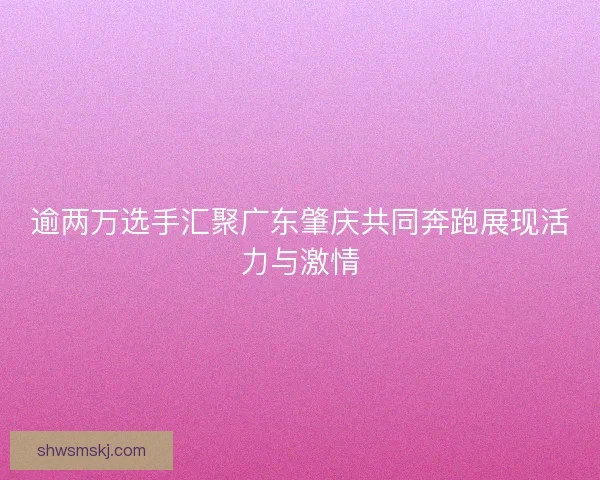 逾两万选手汇聚广东肇庆共同奔跑展现活力与激情